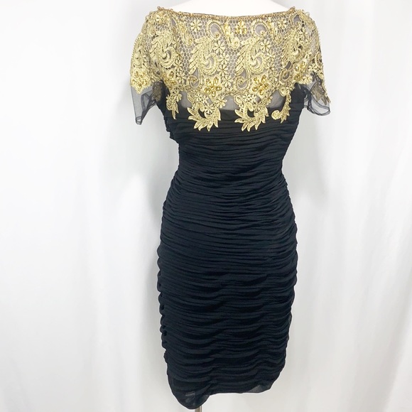 NWT Lara Designs Black & Gold Cocktail Dress 20 - Picture 4 of 13